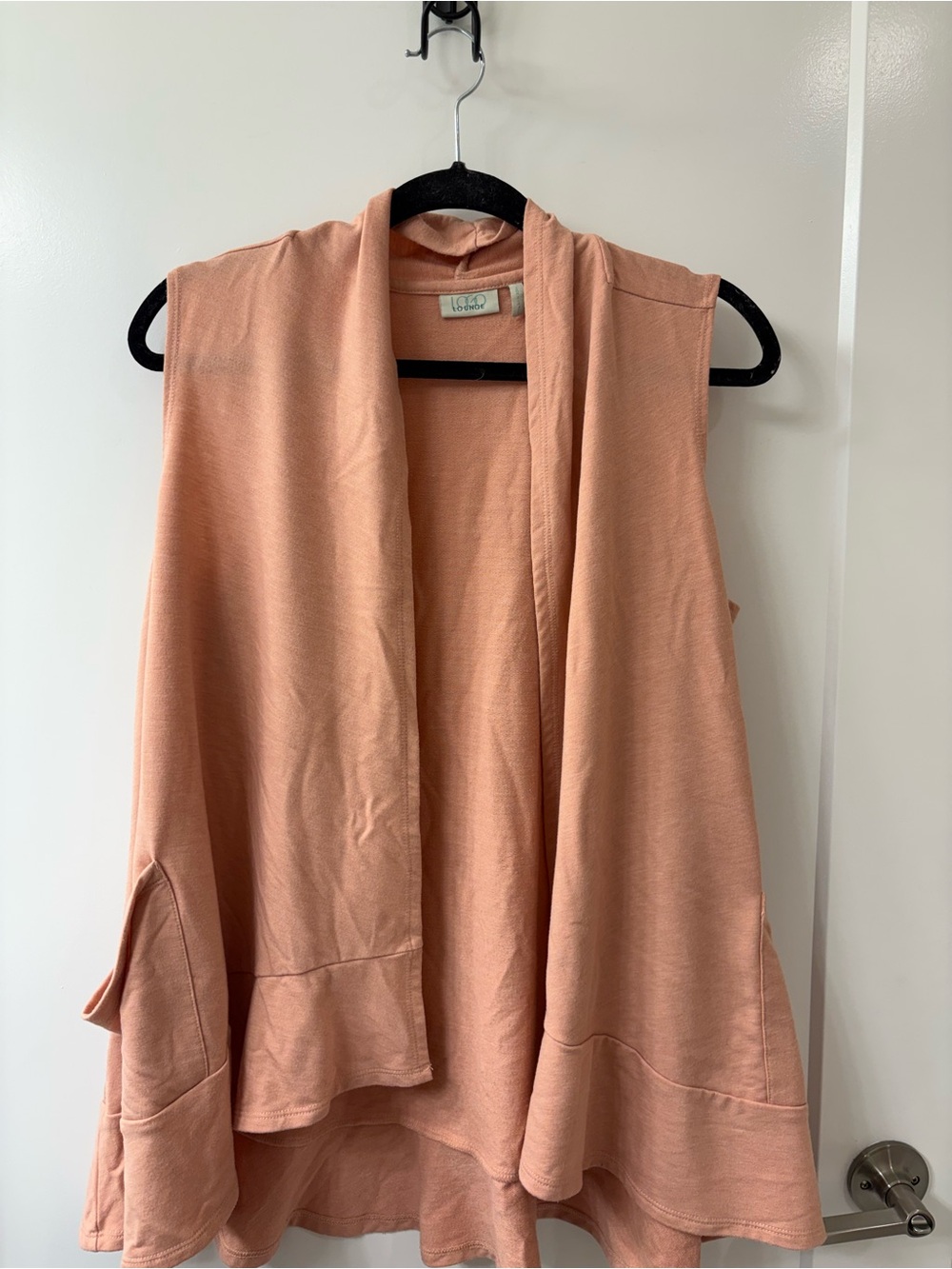 LOGO Lounge by Lori Goldstein Orange Drape Front Vest with Pockets SZ M